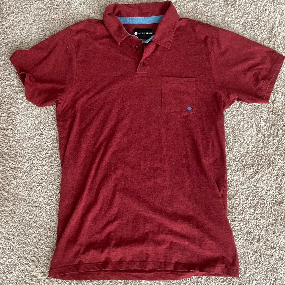 Men's red/maroon Billabong collared top